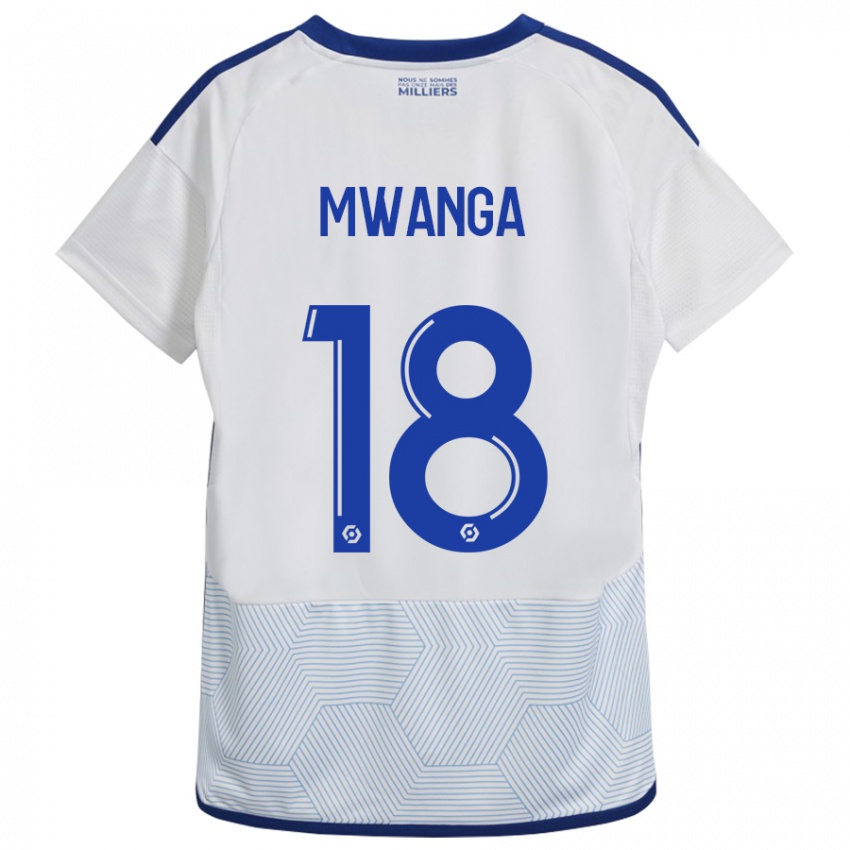 Mann Junior Mwanga #18 Hvit Bortetrøye Drakt Trøye 2023/24 Skjorter T-Skjorte