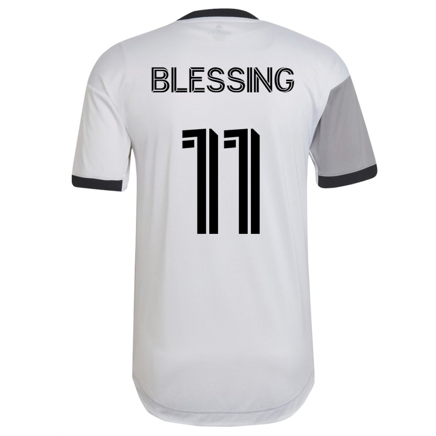 Mann Latif Blessing #11 Hvit Bortetrøye Drakt Trøye 2023/24 Skjorter T-Skjorte