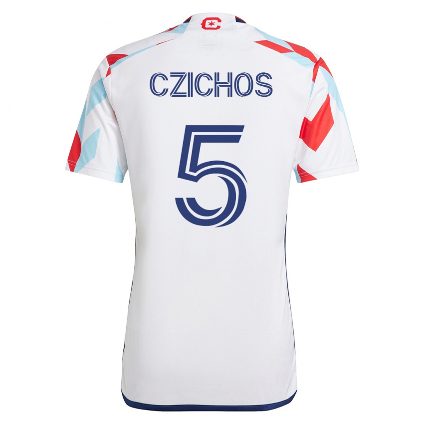 Mann Rafael Czichos #5 Hvit Blå Bortetrøye Drakt Trøye 2023/24 Skjorter T-Skjorte