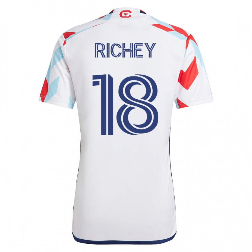 Mann Spencer Richey #18 Hvit Blå Bortetrøye Drakt Trøye 2023/24 Skjorter T-Skjorte