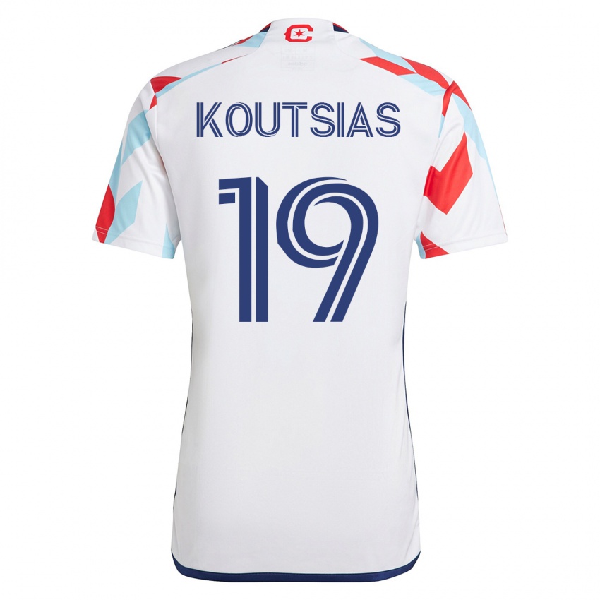 Mann Georgios Koutsias #19 Hvit Blå Bortetrøye Drakt Trøye 2023/24 Skjorter T-Skjorte