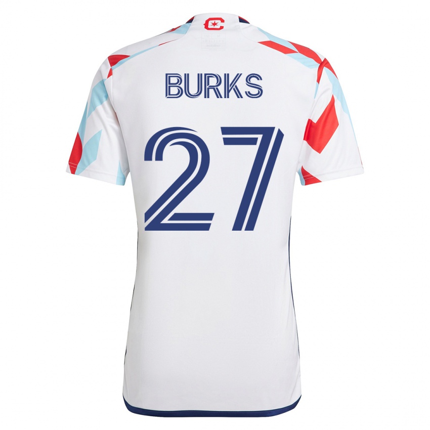 Mann Kendall Burks #27 Hvit Blå Bortetrøye Drakt Trøye 2023/24 Skjorter T-Skjorte