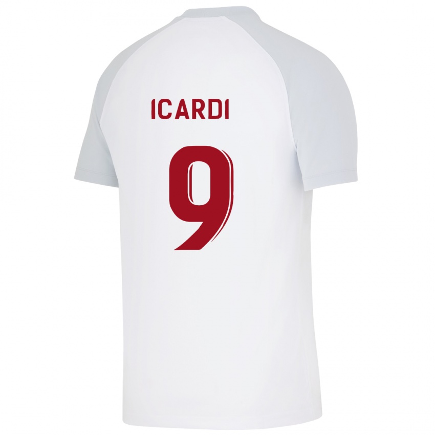 Mann Mauro Icardi #9 Hvit Bortetrøye Drakt Trøye 2023/24 Skjorter T-Skjorte