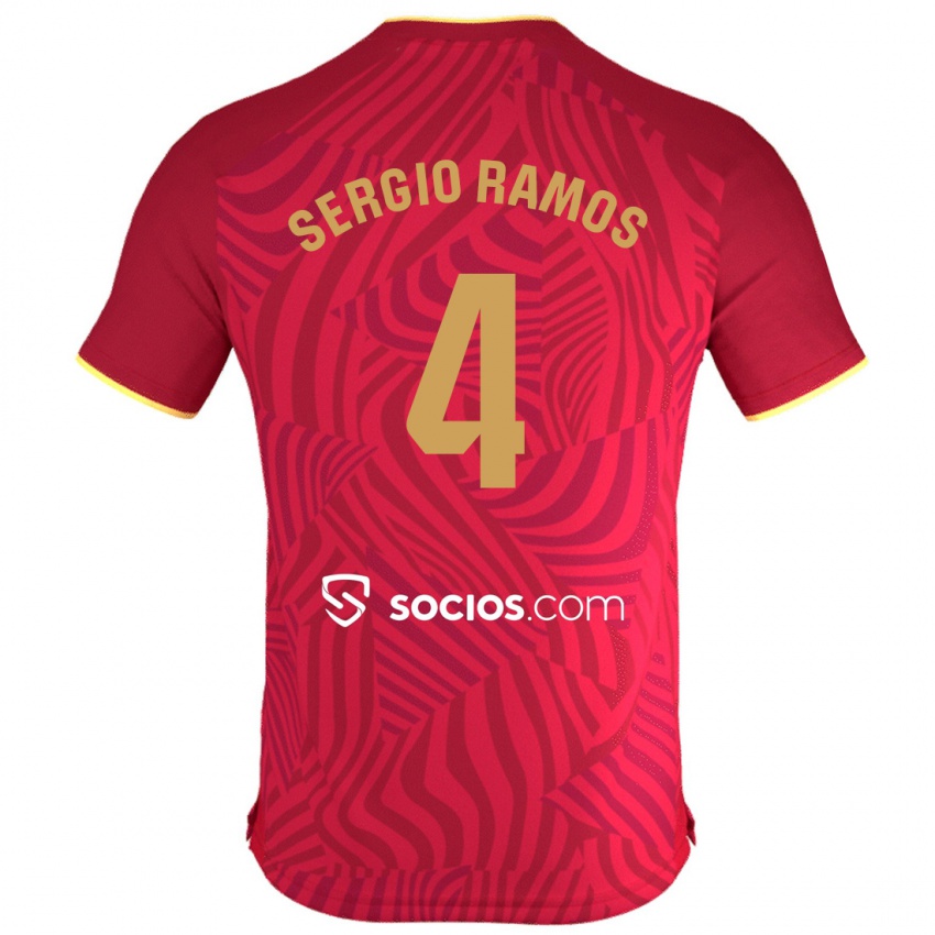 Mann Sergio Ramos #4 Rød Bortetrøye Drakt Trøye 2023/24 Skjorter T-Skjorte