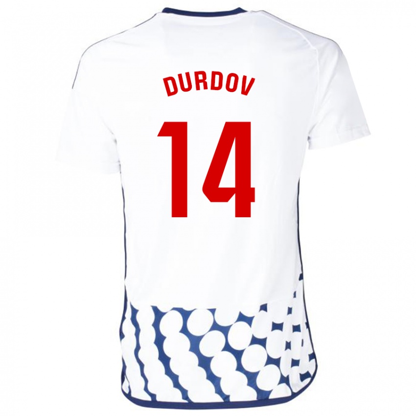 Mann Ivan Durdov #14 Hvit Bortetrøye Drakt Trøye 2023/24 Skjorter T-Skjorte