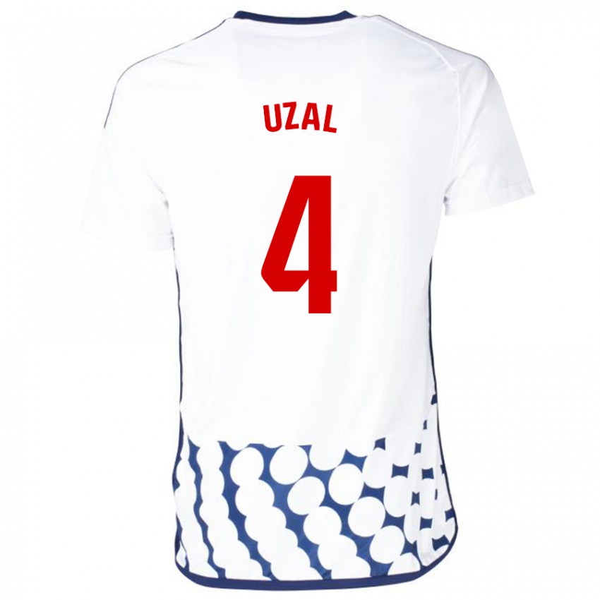 Mann Yeray Uzal #4 Hvit Bortetrøye Drakt Trøye 2023/24 Skjorter T-Skjorte