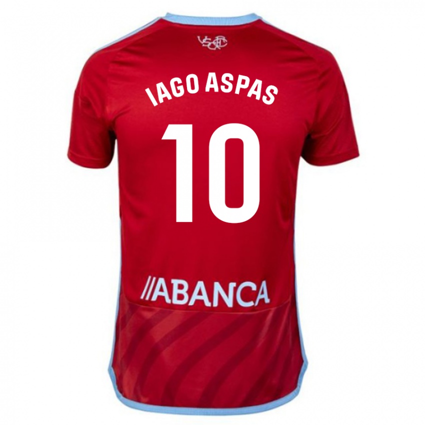 Mann Iago Aspas #10 Rød Bortetrøye Drakt Trøye 2023/24 Skjorter T-Skjorte