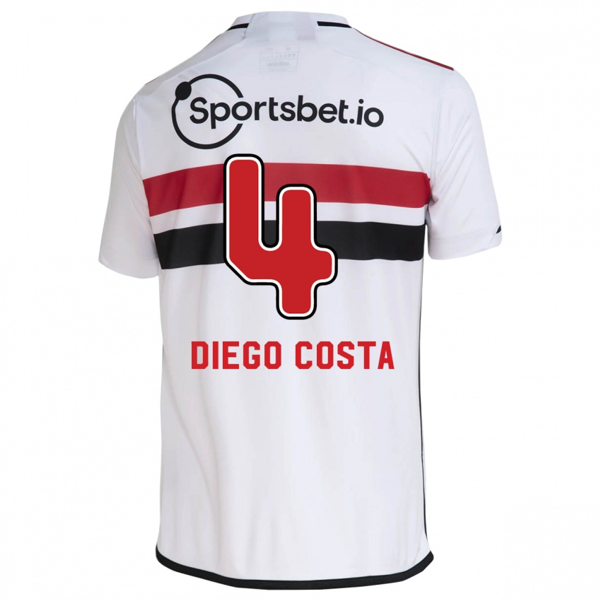 Dame Diego Costa #4 Hvit Hjemmetrøye Drakt Trøye 2023/24 Skjorter T-Skjorte