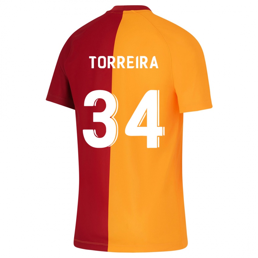 Dame Lucas Torreira #34 Oransje Hjemmetrøye Drakt Trøye 2023/24 Skjorter T-Skjorte