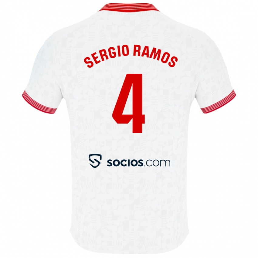 Dame Sergio Ramos #4 Hvit Hjemmetrøye Drakt Trøye 2023/24 Skjorter T-Skjorte