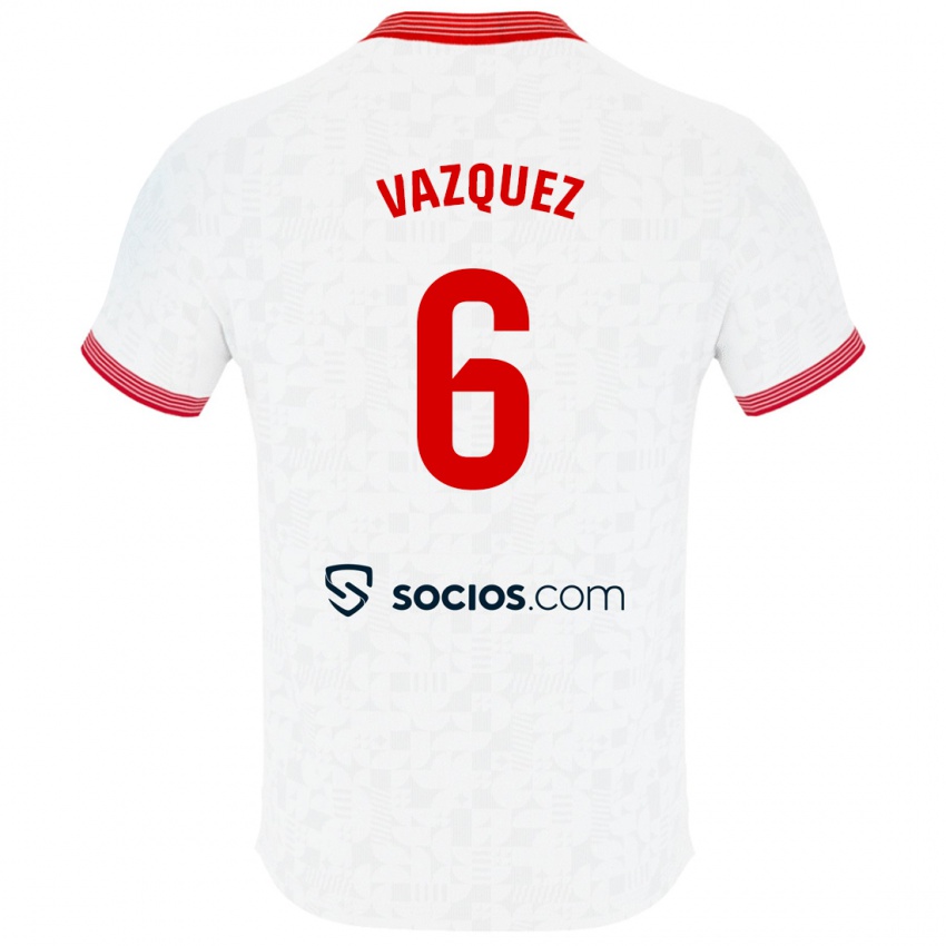 Dame Manolo Vazquez #6 Hvit Hjemmetrøye Drakt Trøye 2023/24 Skjorter T-Skjorte