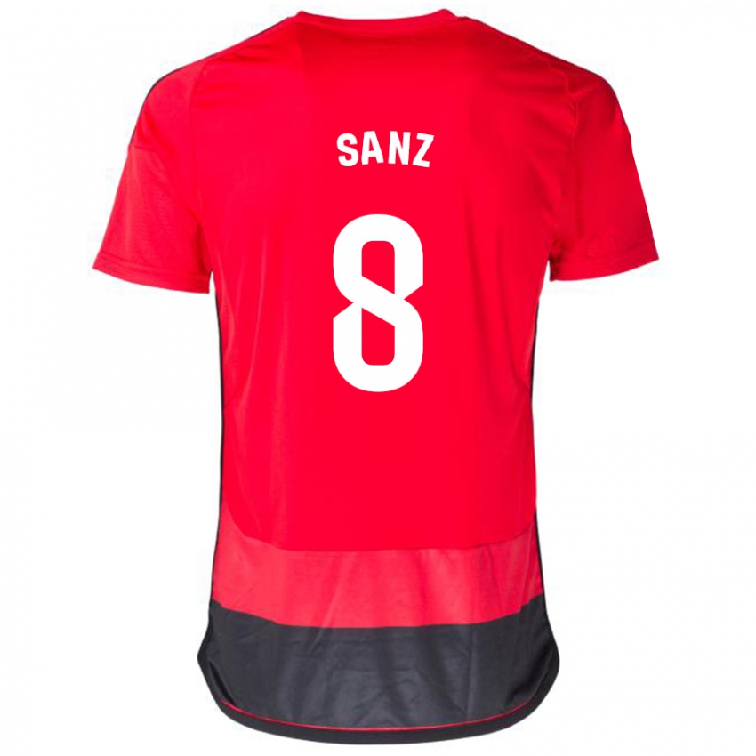 Dame Álvaro Sanz #8 Rød Svart Hjemmetrøye Drakt Trøye 2023/24 Skjorter T-Skjorte