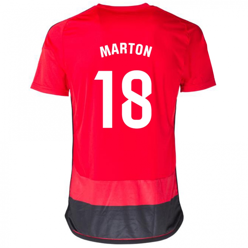 Dame Javier Marton #18 Rød Svart Hjemmetrøye Drakt Trøye 2023/24 Skjorter T-Skjorte