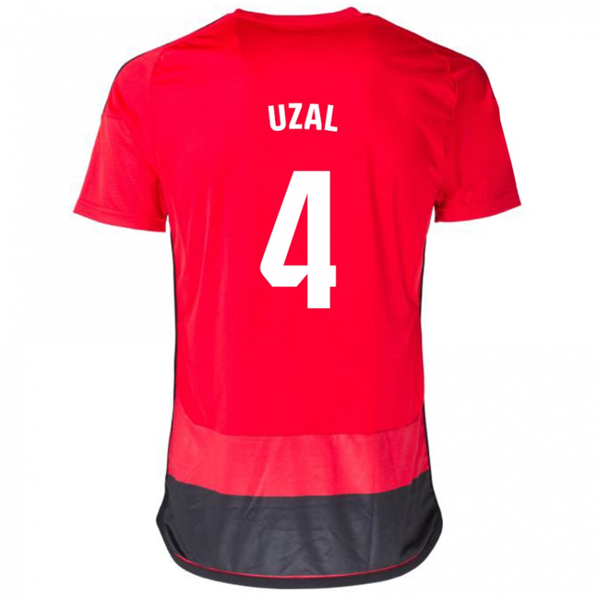 Dame Yeray Uzal #4 Rød Svart Hjemmetrøye Drakt Trøye 2023/24 Skjorter T-Skjorte
