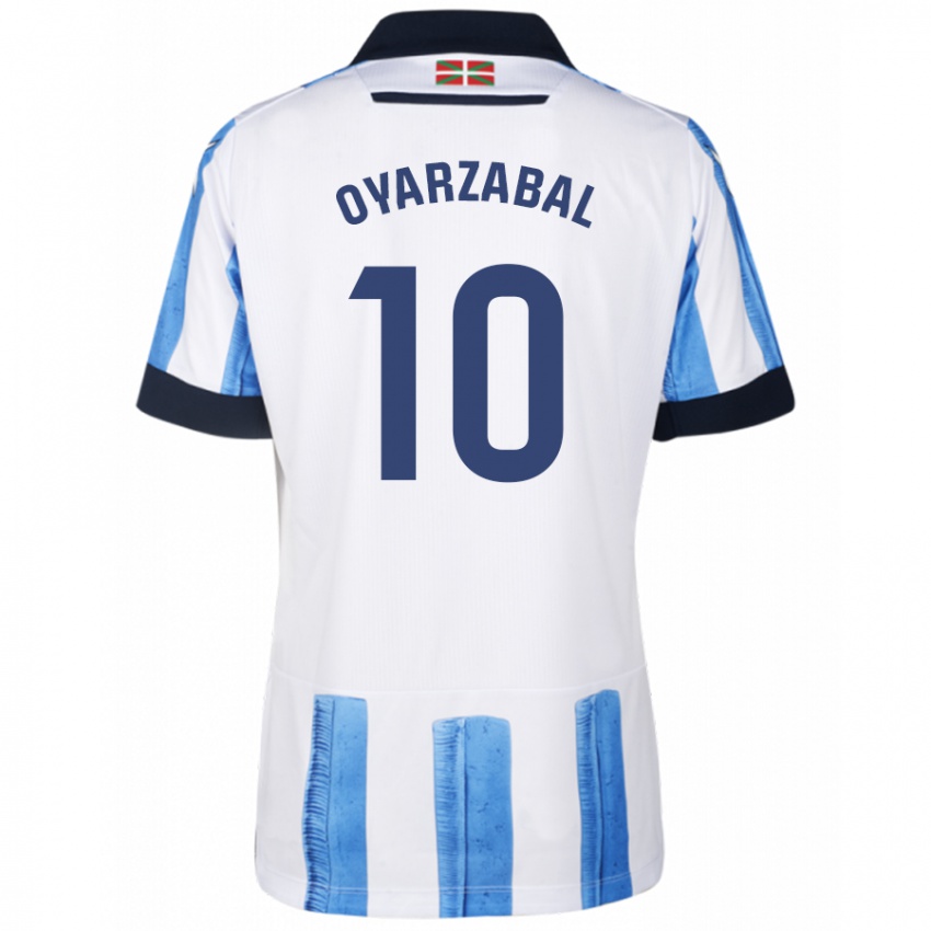 Dame Mikel Oyarzabal #10 Blå Hvit Hjemmetrøye Drakt Trøye 2023/24 Skjorter T-Skjorte