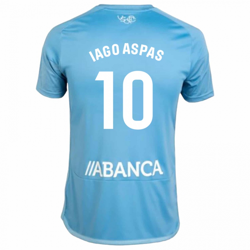 Dame Iago Aspas #10 Blå Hjemmetrøye Drakt Trøye 2023/24 Skjorter T-Skjorte