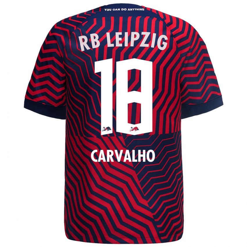 Dame Fabio Carvalho #18 Blå Rød Bortetrøye Drakt Trøye 2023/24 Skjorter T-Skjorte