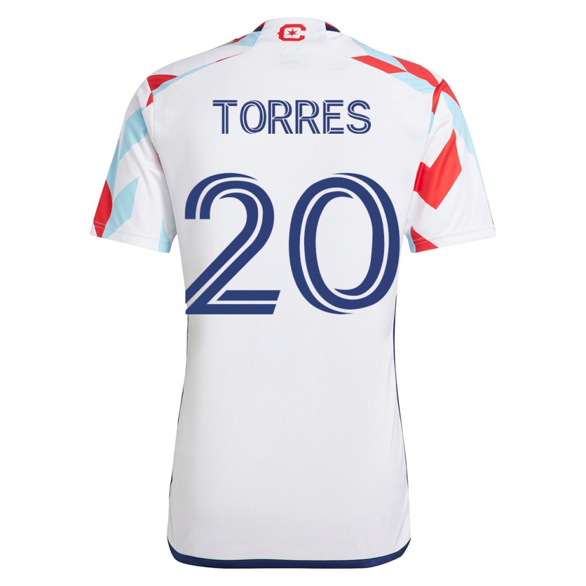 Dame Jairo Torres #20 Hvit Blå Bortetrøye Drakt Trøye 2023/24 Skjorter T-Skjorte