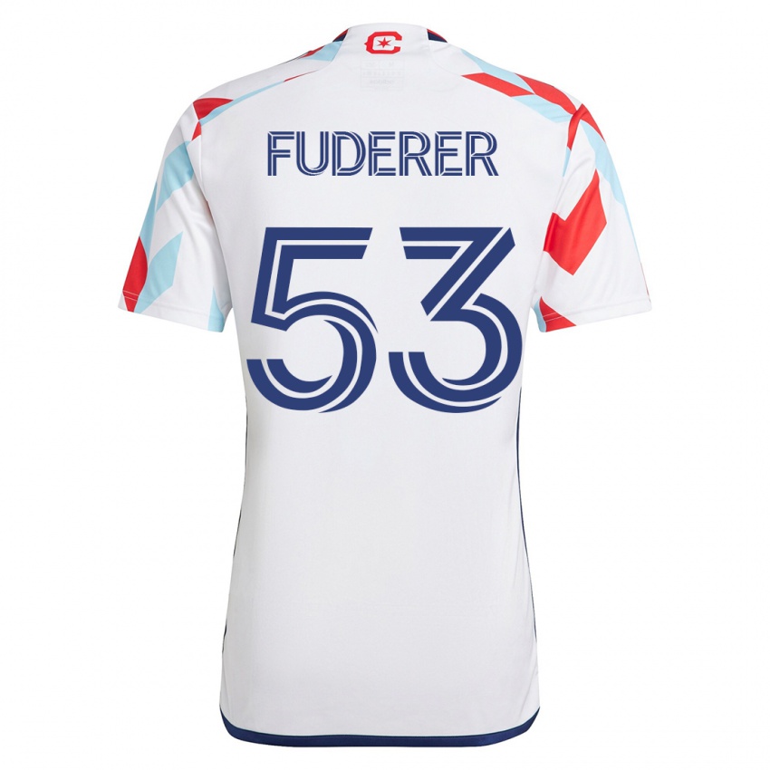Dame Jake Fuderer #53 Hvit Blå Bortetrøye Drakt Trøye 2023/24 Skjorter T-Skjorte