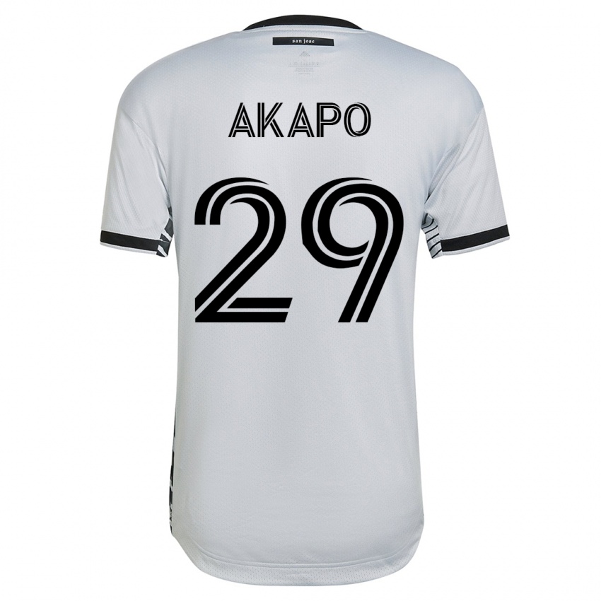 Dame Carlos Akapo #29 Hvit Bortetrøye Drakt Trøye 2023/24 Skjorter T-Skjorte