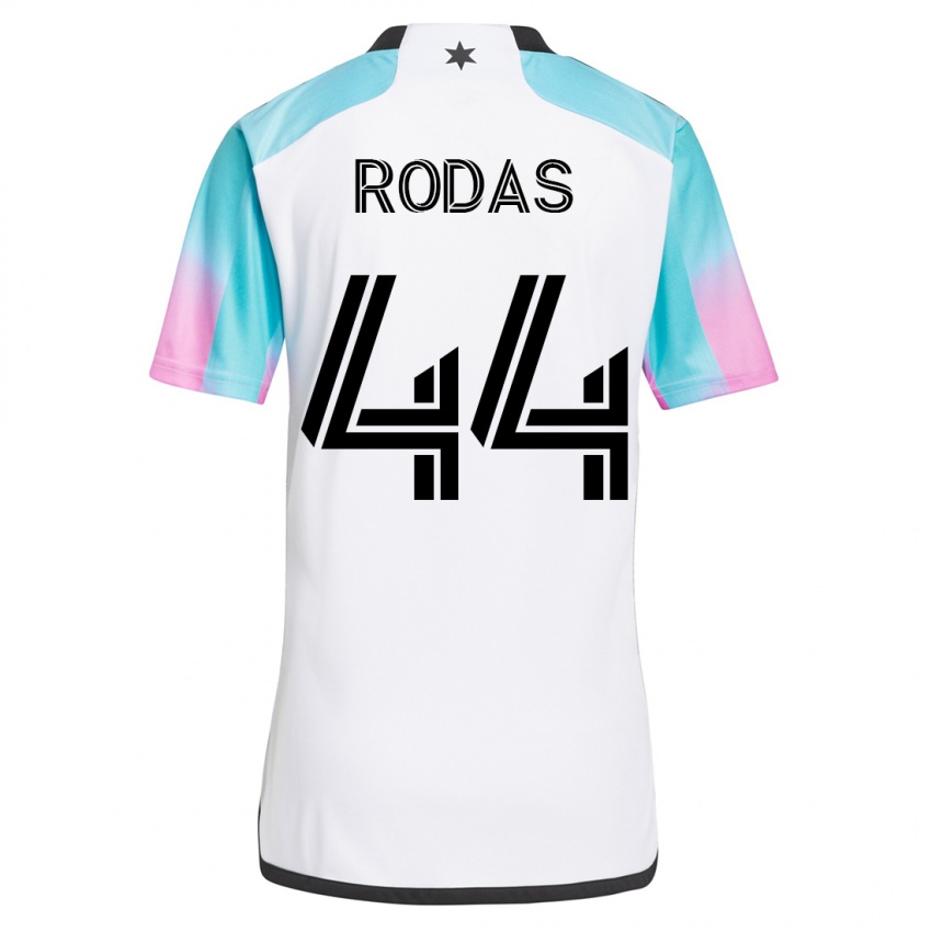 Dame Geremy Rodas #44 Hvit Bortetrøye Drakt Trøye 2023/24 Skjorter T-Skjorte