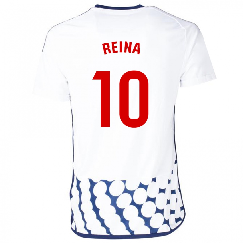 Dame Alberto Reina #10 Hvit Bortetrøye Drakt Trøye 2023/24 Skjorter T-Skjorte