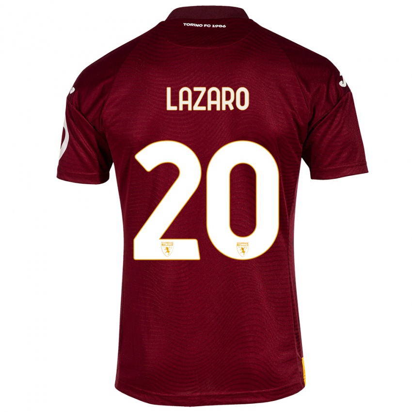 Barn Valentino Lazaro #20 Mørkerød Hjemmetrøye Drakt Trøye 2023/24 Skjorter T-Skjorte