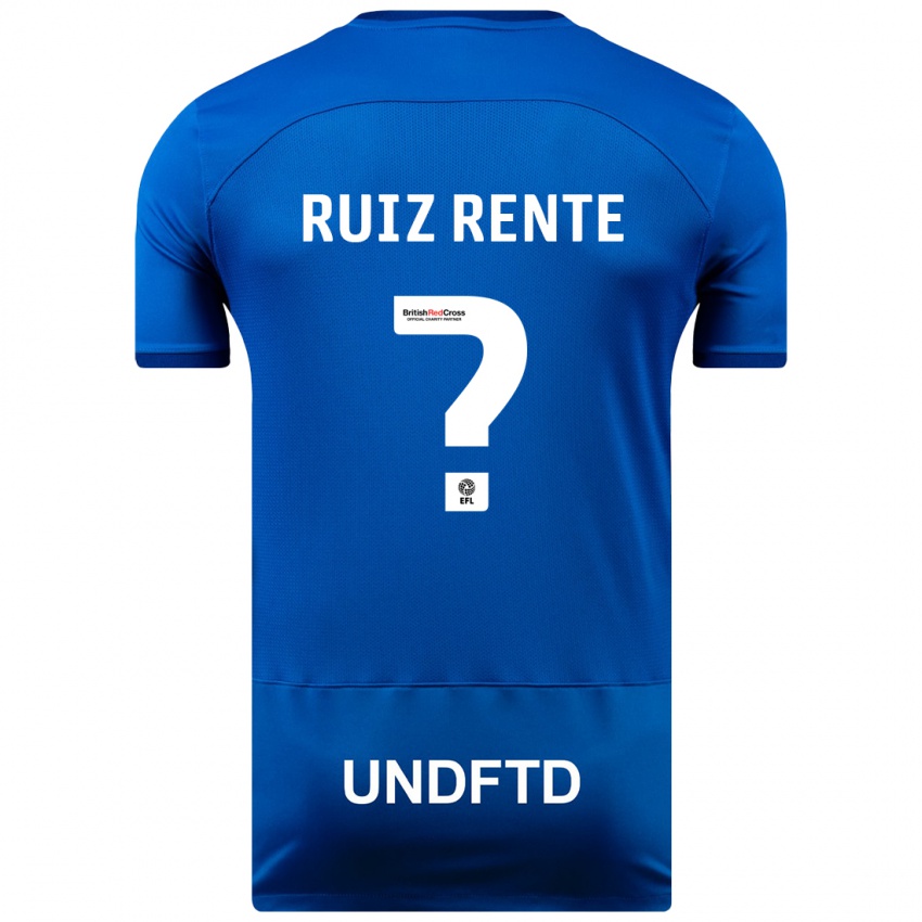 Barn Álvaro Ruiz Rente #0 Blå Hjemmetrøye Drakt Trøye 2023/24 Skjorter T-Skjorte