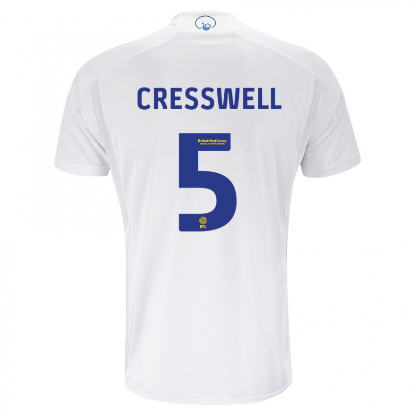 Barn Charlie Cresswell #5 Hvit Hjemmetrøye Drakt Trøye 2023/24 Skjorter T-Skjorte
