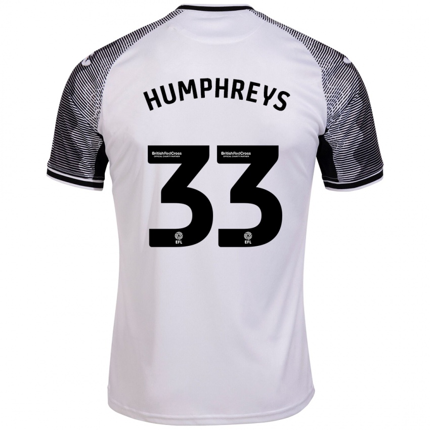 Barn Bashir Humphreys #33 Hvit Hjemmetrøye Drakt Trøye 2023/24 Skjorter T-Skjorte