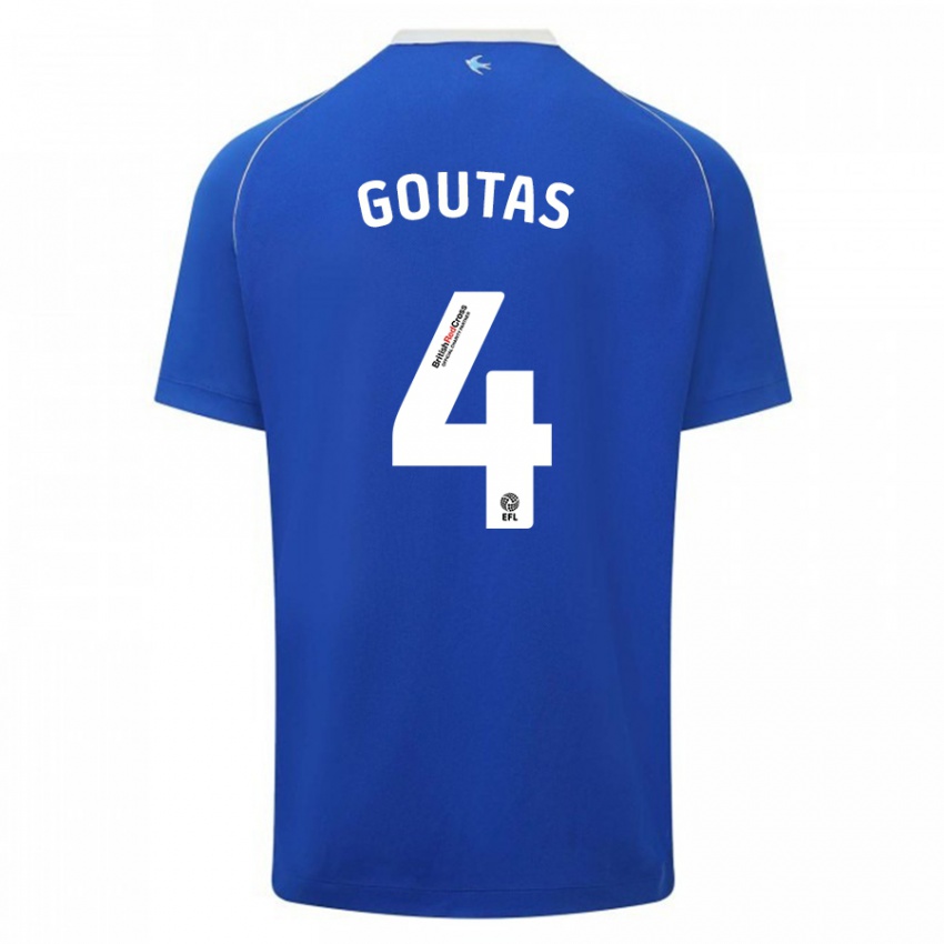 Barn Dimitrios Goutas #4 Blå Hjemmetrøye Drakt Trøye 2023/24 Skjorter T-Skjorte
