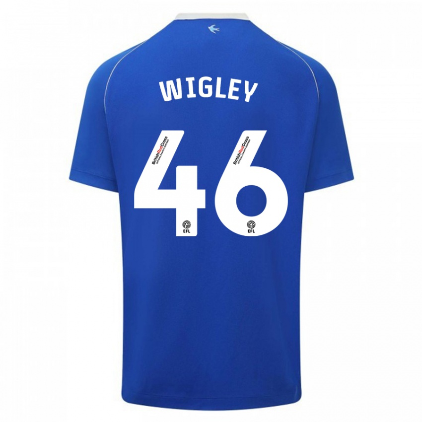 Barn Morgan Wigley #46 Blå Hjemmetrøye Drakt Trøye 2023/24 Skjorter T-Skjorte