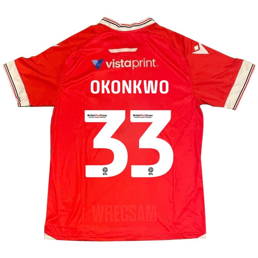 Barn Arthur Okonkwo #33 Rød Hjemmetrøye Drakt Trøye 2023/24 Skjorter T-Skjorte