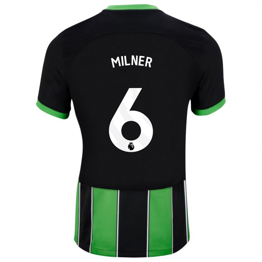 Barn James Milner #6 Svart Grønn Bortetrøye Drakt Trøye 2023/24 Skjorter T-Skjorte