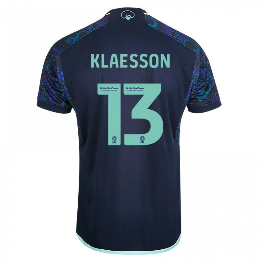 Barn Kristoffer Klaesson #13 Blå Bortetrøye Drakt Trøye 2023/24 Skjorter T-Skjorte