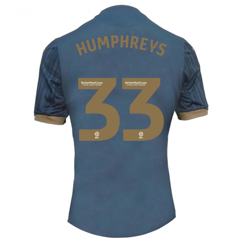Barn Bashir Humphreys #33 Mørk Blågrønn Bortetrøye Drakt Trøye 2023/24 Skjorter T-Skjorte
