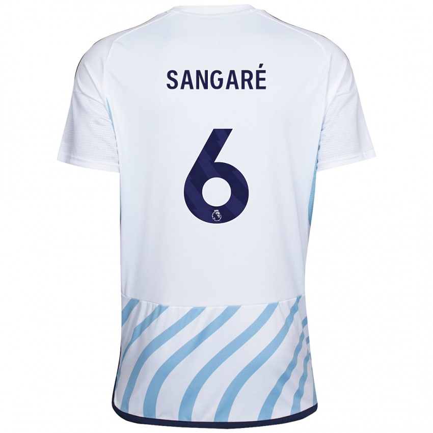 Barn Ibrahim Sangare #6 Hvit Blå Bortetrøye Drakt Trøye 2023/24 Skjorter T-Skjorte