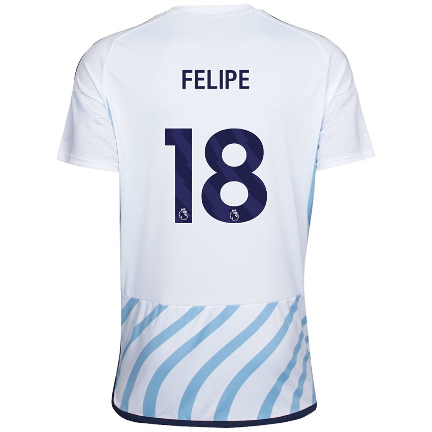 Barn Felipe #18 Hvit Blå Bortetrøye Drakt Trøye 2023/24 Skjorter T-Skjorte