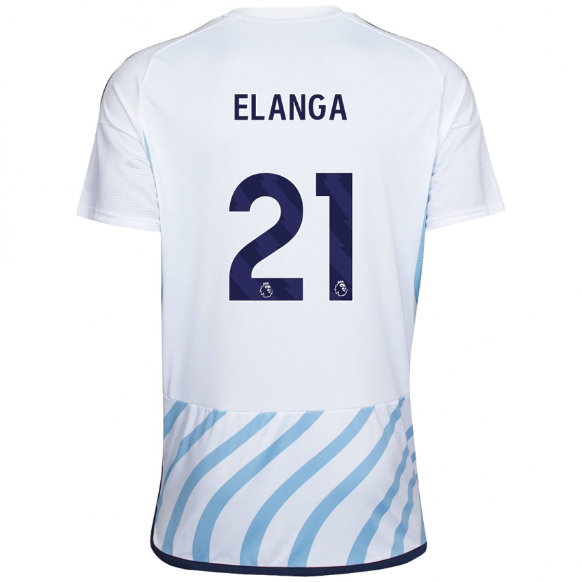 Barn Anthony Elanga #21 Hvit Blå Bortetrøye Drakt Trøye 2023/24 Skjorter T-Skjorte