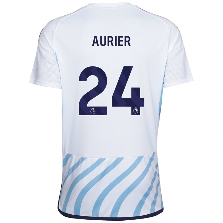 Barn Serge Aurier #24 Hvit Blå Bortetrøye Drakt Trøye 2023/24 Skjorter T-Skjorte