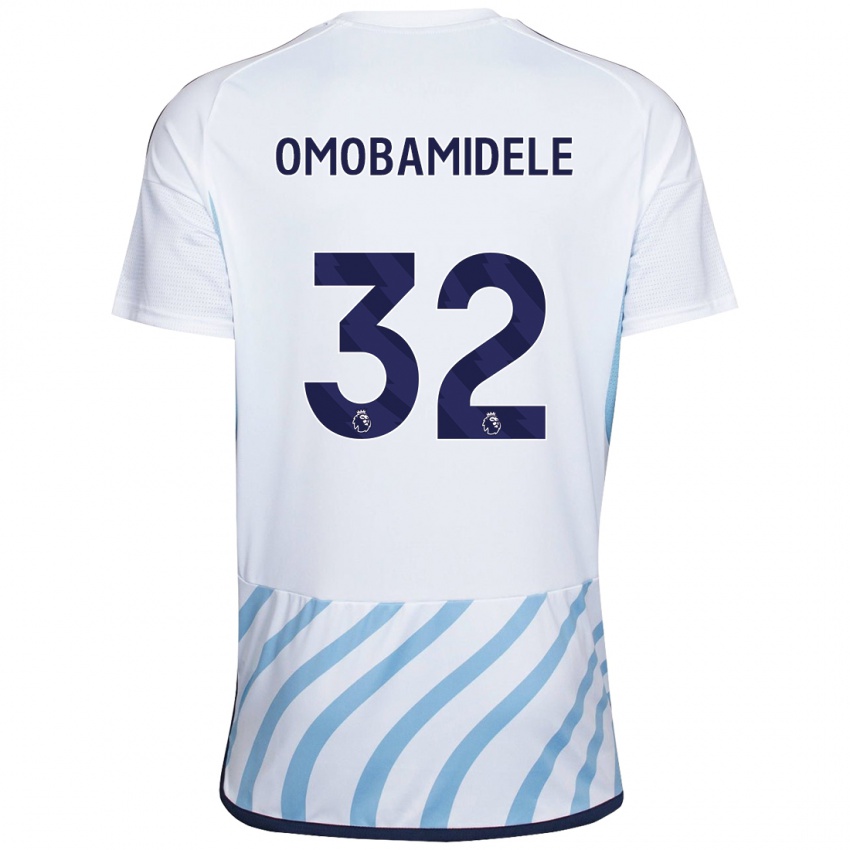 Barn Andrew Omobamidele #32 Hvit Blå Bortetrøye Drakt Trøye 2023/24 Skjorter T-Skjorte