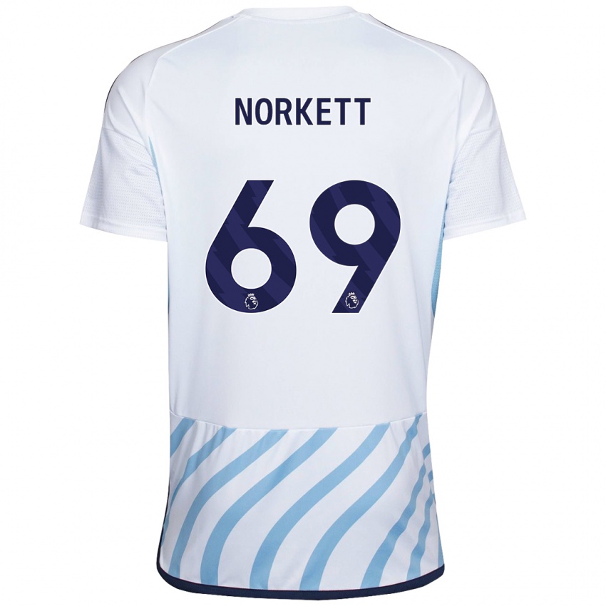 Barn Manni Norkett #69 Hvit Blå Bortetrøye Drakt Trøye 2023/24 Skjorter T-Skjorte