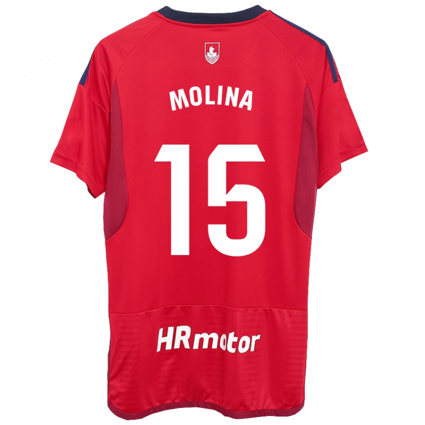 Mann Guillem Molina #15 Rød Hjemmetrøye Drakt Trøye 2023/24 Skjorter T-Skjorte