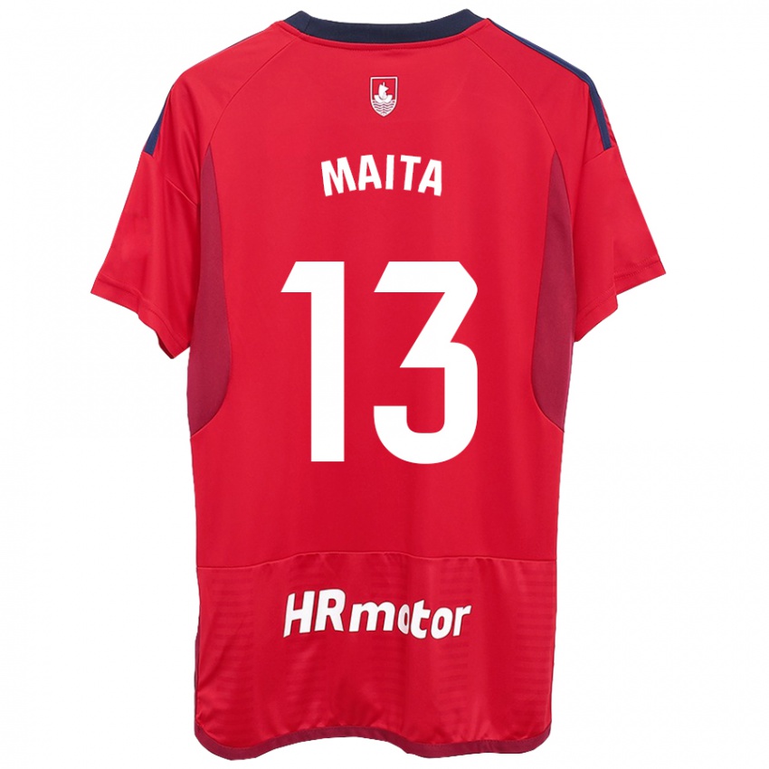Mann Maitane Zalba Irañeta #13 Rød Hjemmetrøye Drakt Trøye 2023/24 Skjorter T-Skjorte