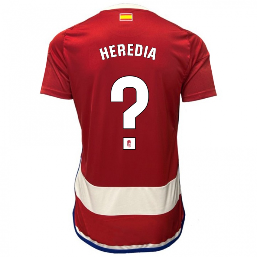 Mann Adri Heredia #0 Rød Hjemmetrøye Drakt Trøye 2023/24 Skjorter T-Skjorte