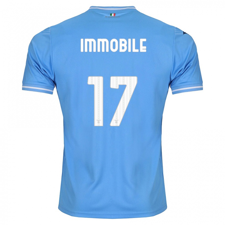 Mann Ciro Immobile #17 Blå Hjemmetrøye Drakt Trøye 2023/24 Skjorter T-Skjorte