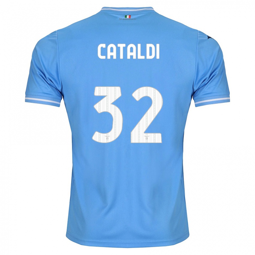 Mann Danilo Cataldi #32 Blå Hjemmetrøye Drakt Trøye 2023/24 Skjorter T-Skjorte