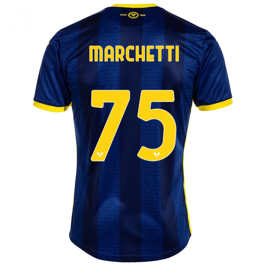 Mann Nicolò Marchetti #75 Marinen Hjemmetrøye Drakt Trøye 2023/24 Skjorter T-Skjorte