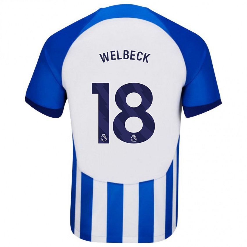 Mann Danny Welbeck #18 Blå Hjemmetrøye Drakt Trøye 2023/24 Skjorter T-Skjorte