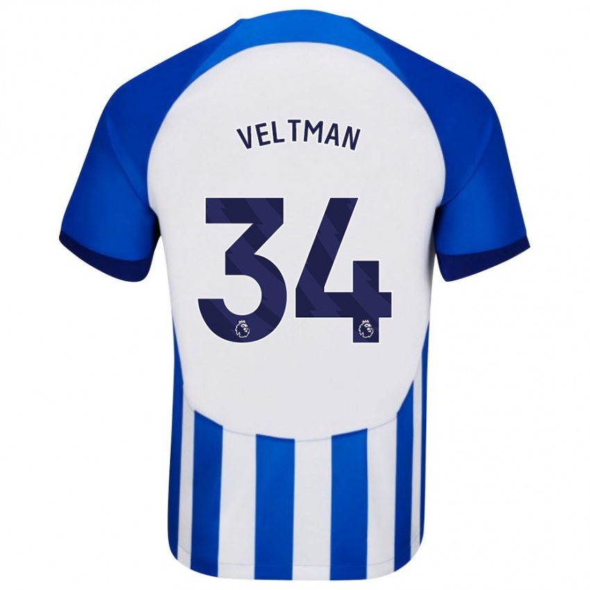 Mann Joel Veltman #34 Blå Hjemmetrøye Drakt Trøye 2023/24 Skjorter T-Skjorte